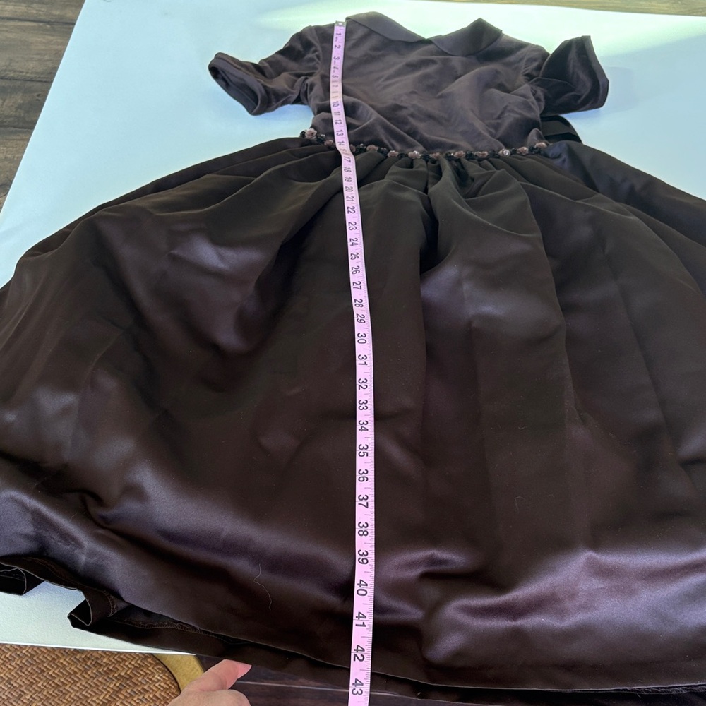 Zoe LTD Formal Dress Gown in Brown Velvet & Satin Bow Party Special Occa Size 16 - Picture 12 of 12